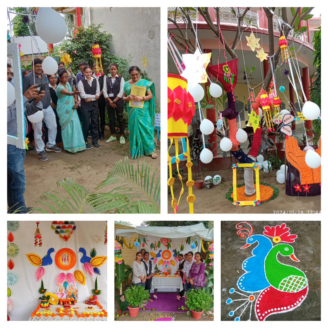 छात्राओं ने विभिन्न प्रकार की रंगोली, चित्रकला बनाकर महाविद्यालय में दीपावली पर्व की मनाई खुशियां