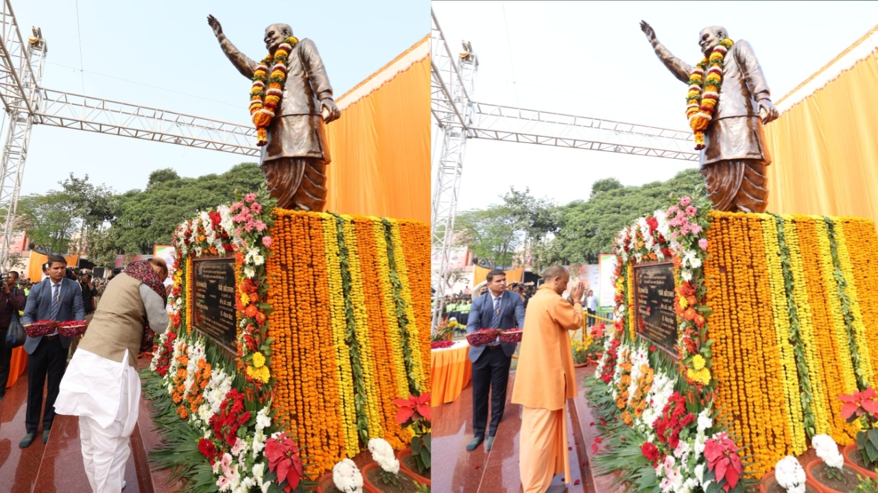 रक्षा मंत्री व मुख्यमंत्री ने किया पूर्व प्रधानमंत्री की प्रतिमा का अनावरण