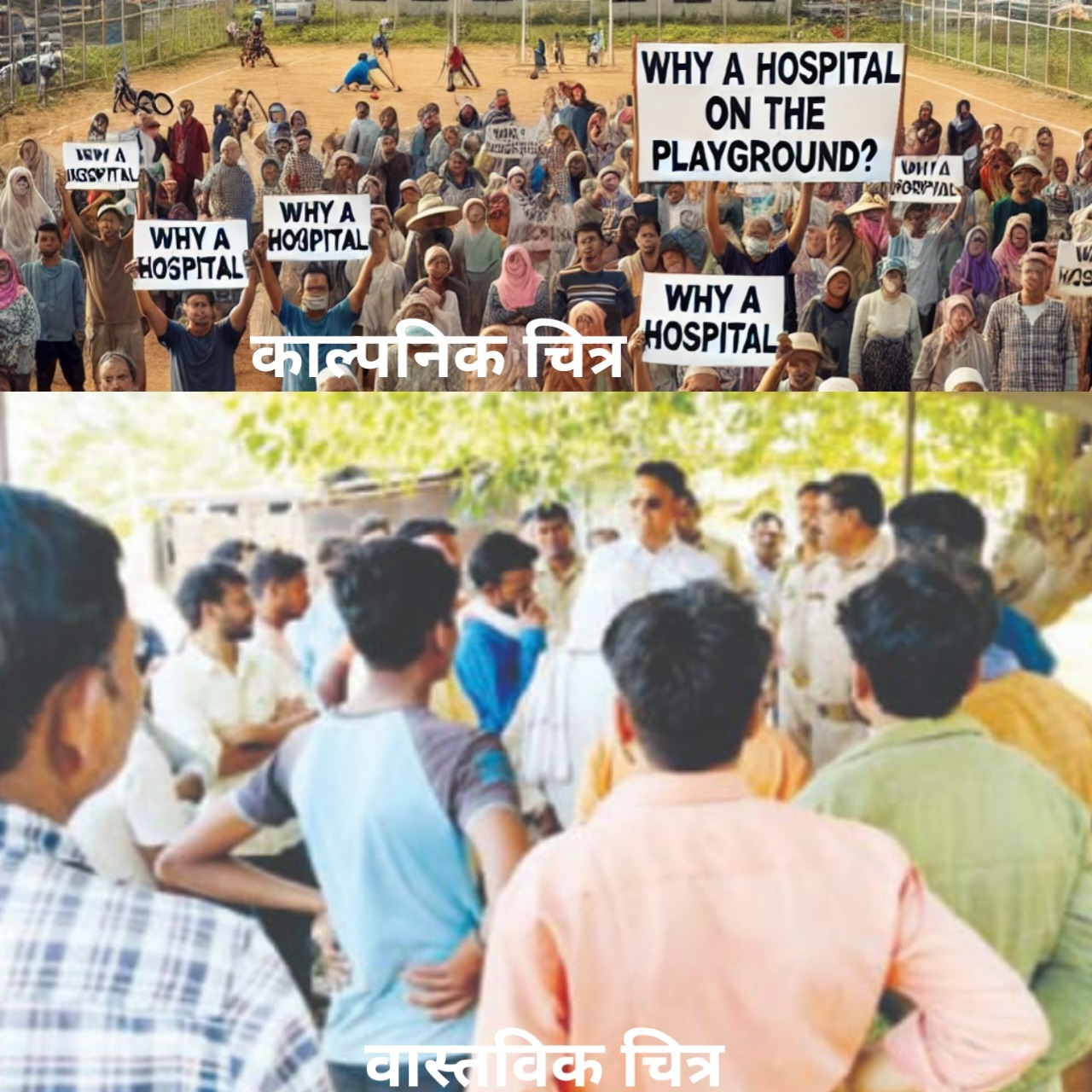 ग्रामीणों का सवाल: खेल मैदान पर अस्पताल क्यों?