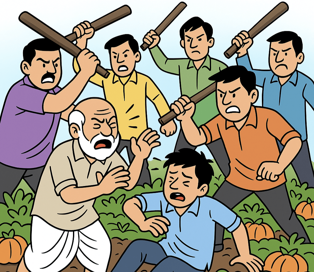 सब्जी की फसल बचाने में लगे किसान पिता-पुत्र पर हमला, छह लोगों पर मुकदमा दर्ज