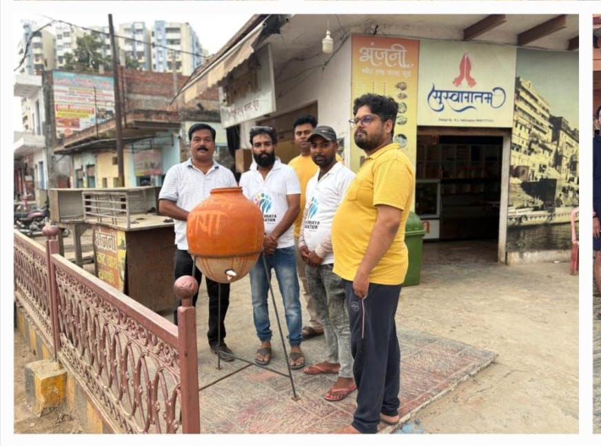 सारनाथ रिंगरोड पर राहगीरों के लिए कल्कि छाया फाउंडेशन ने लगाए प्याऊ