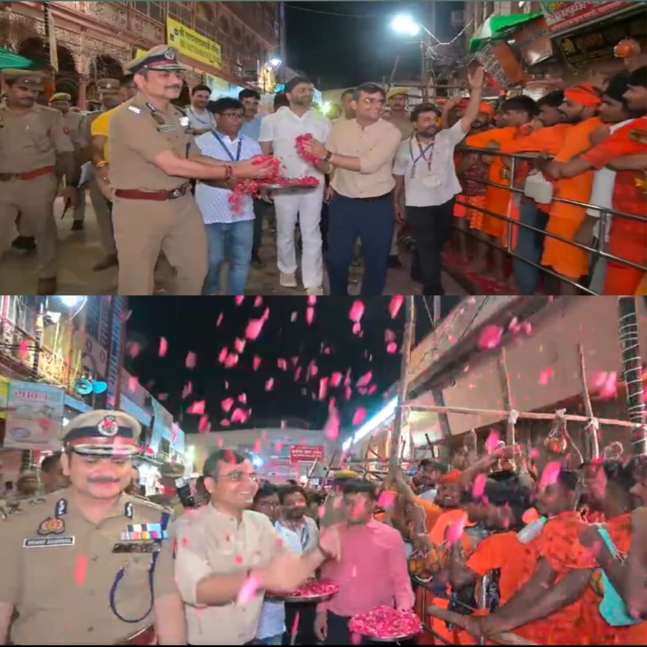 हर-हर महादेव के जयघोष से गूंज उठी काशी, प्रशासनिक अधिकारियों ने की कांवरियों पर पुष्पवर्षा