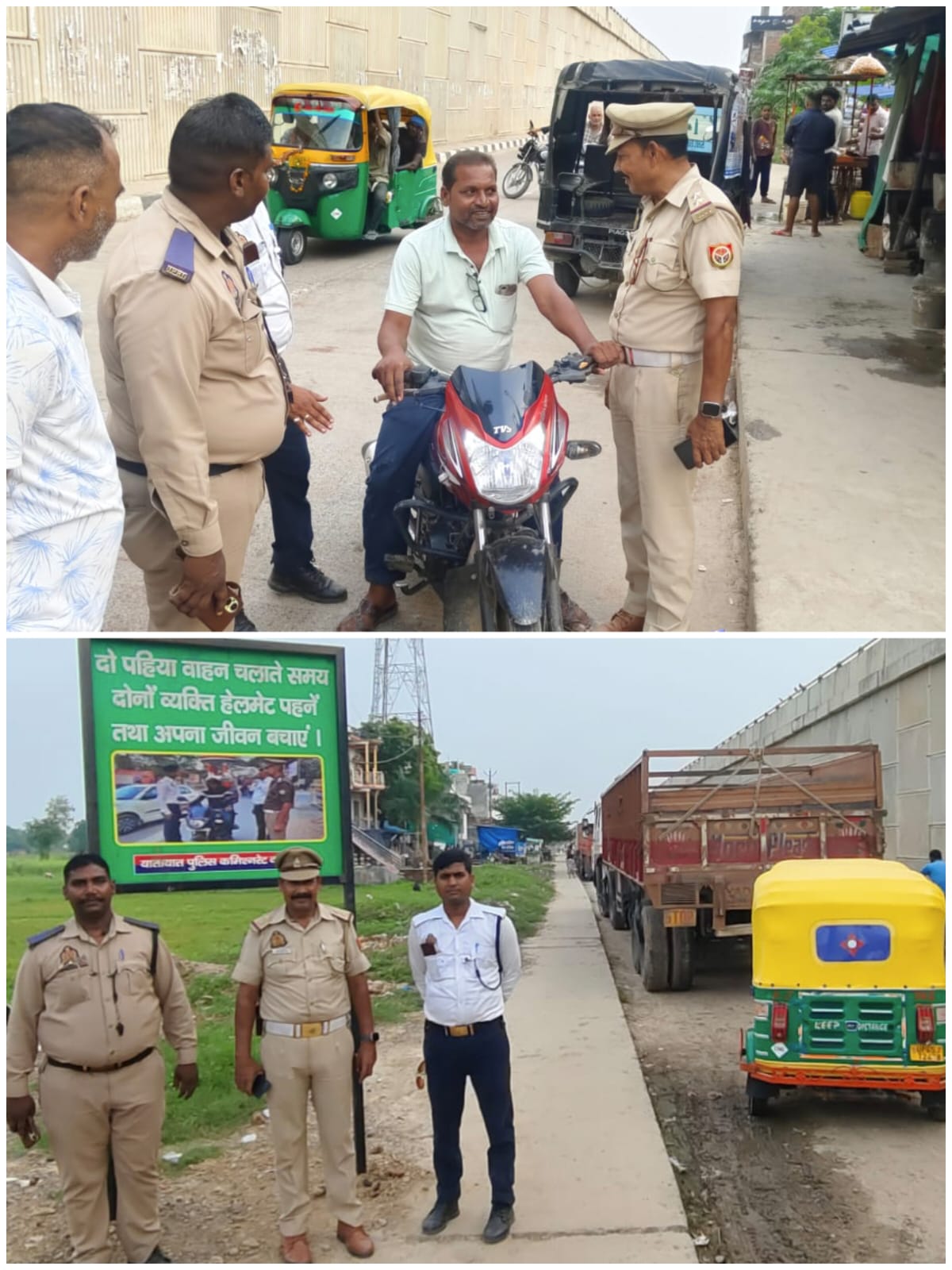 गोसाईंपुर में यातायात पुलिस का अभियान, लोगों को किया जागरूक