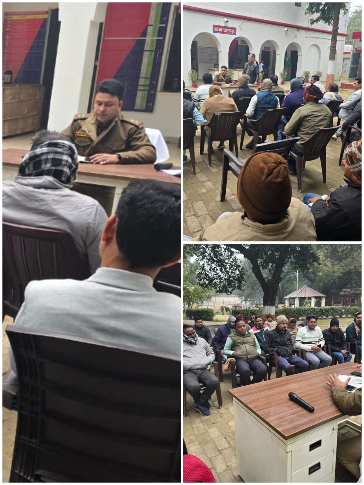 चोलापुर थाना परिसर में पुलिस-व्यापारी बैठक, सुरक्षा और यातायात व्यवस्था पर हुई चर्चा