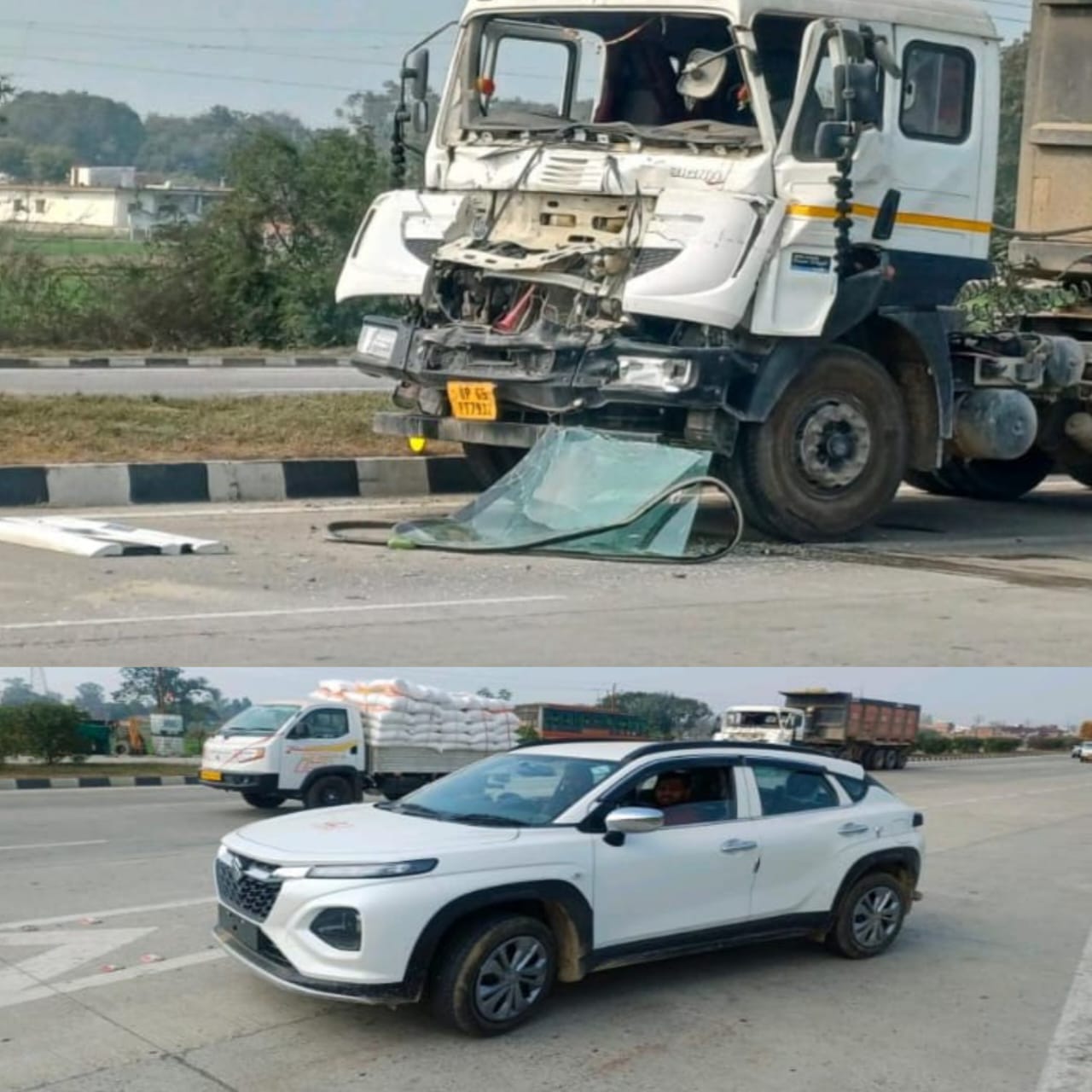 चौबेपुर बाईपास पर दो डंपरों की टक्कर, बड़ा हादसा टला