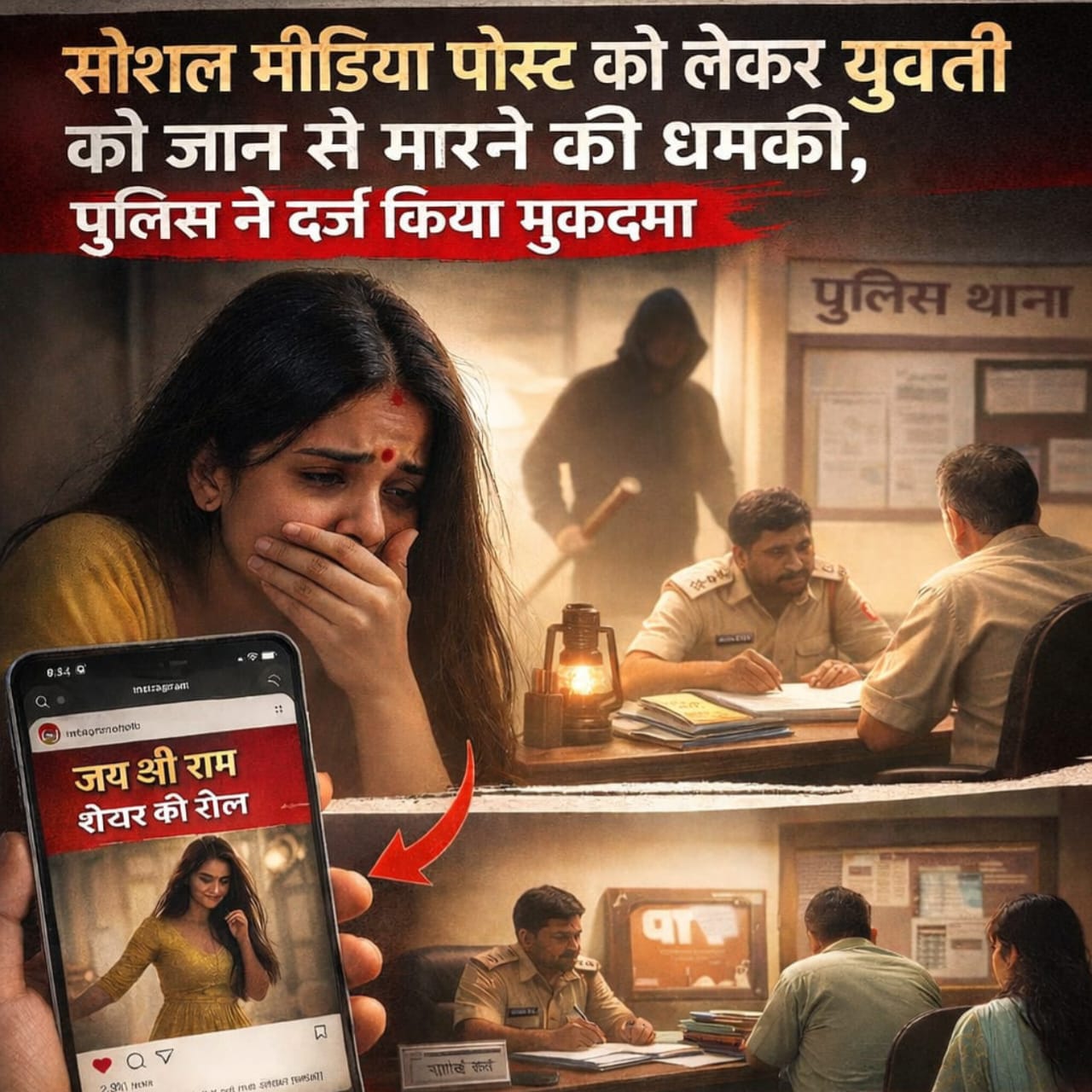 सोशल मीडिया रील को लेकर युवती को जान से मारने की धमकी, मुकदमा दर्ज