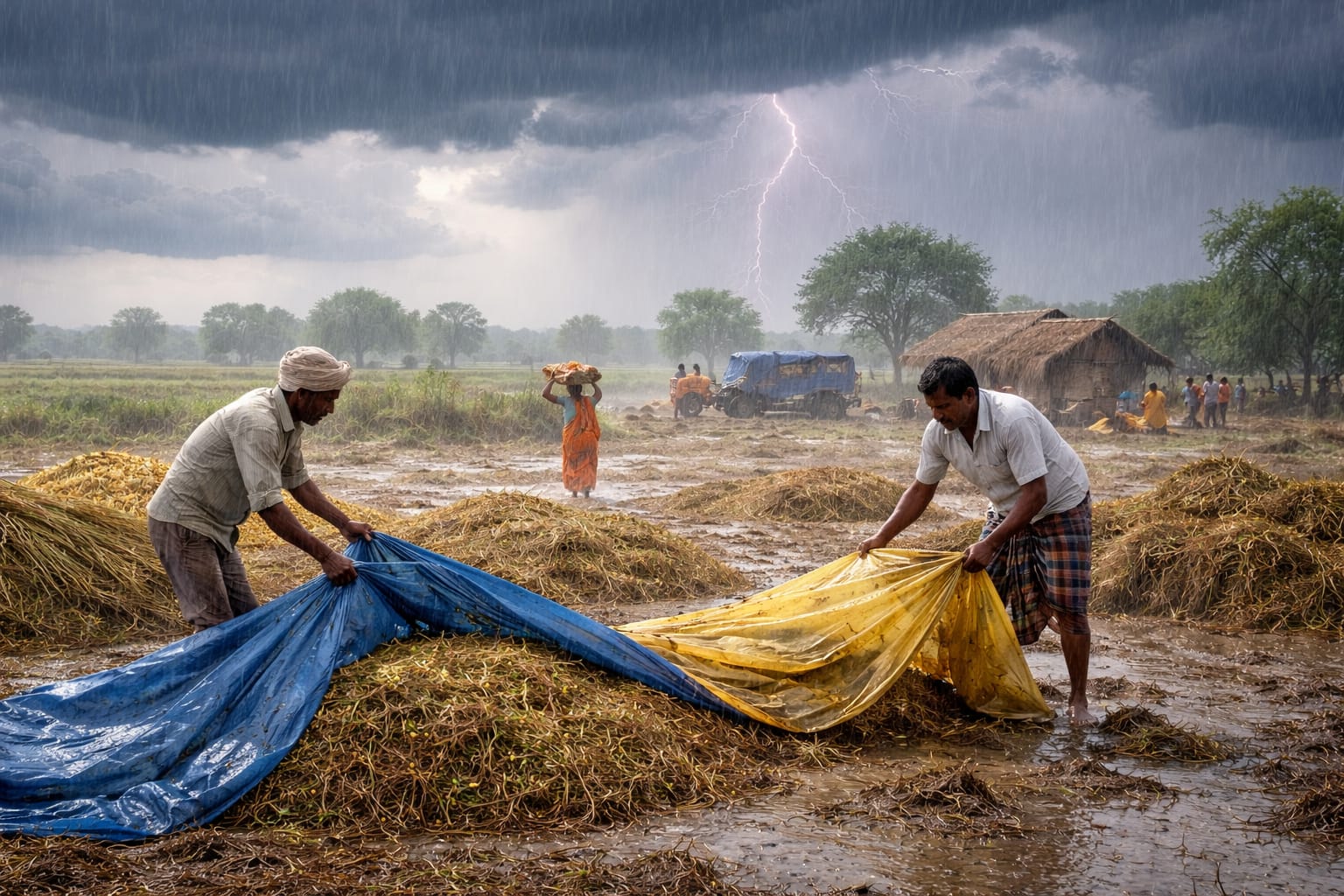 अचानक बदला मौसम: गरज-चमक के साथ बेमौसम बारिश, किसानों की बढ़ी चिंता